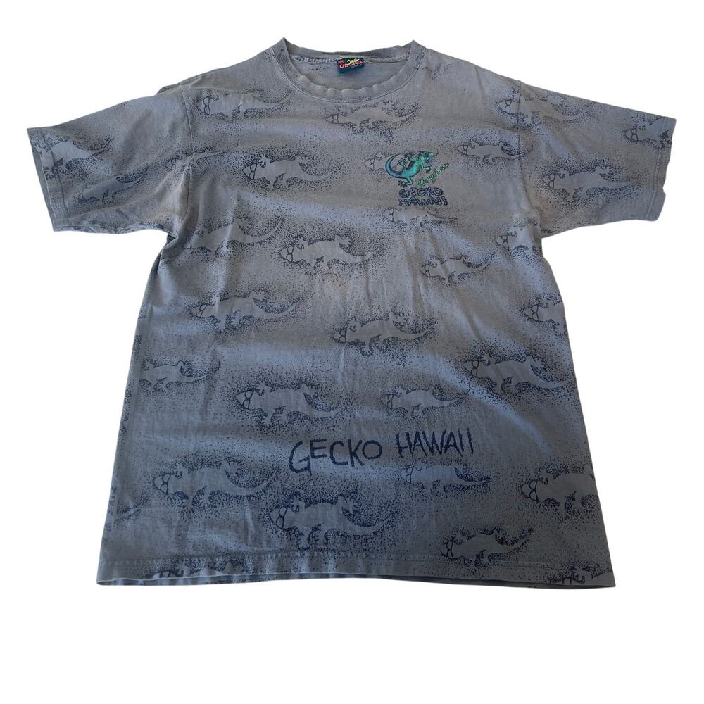 Vintage 90s? Hangloose Gecko Hawaii All Over Print T Shirt Size Mens XL FLAWS